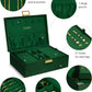 Benevolence LA 2 Layer Jewelry Box for Women, Large Velvet Jewelry Organizer with Decorative Lock, Removable Jewelry Tray, Earrings, Bracelets, Rings and Necklace Storage Box - Emerald