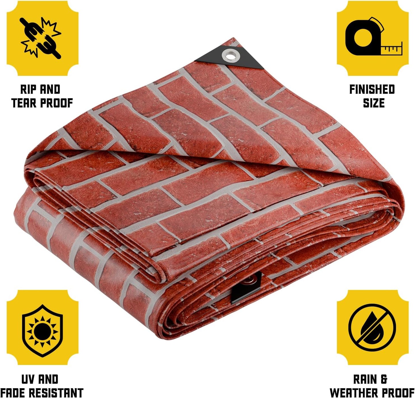 Core Tarps Extreme Heavy Duty 20 Mil Tarp Cover, Waterproof, UV Resistant, Rip and Tear Proof, Poly Tarpaulin with Reinforced Edges for Roof, Camping, Patio, Pool, Boat (Bricks/Black 30′ X 40′)