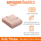 Amazon Basics Chunky Cable Knit Throw Blanket for Couch, Sofa, Bed, Lightweight Soft Cozy, Dusty Rose, 50"x 60"