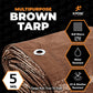 Multipurpose Protective Cover Brown Poly Tarp 8' x 10' (2-Pack) - Durable, Water Resistant, Weather Resistant - 5 Mil Thick Polyethylene - by Xpose Safety