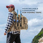 Fishing Backpack with Tackle Boxes and Rod Holders 40L; Plus Rain Cover, Padded Back Support, Insulated Front Pocket for Hot/Cold Lunch, Water Bottle Holder (Force Khaki)