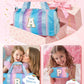 Kindergarten Gift Ideas-Girl Gym Bag with Shoe Compartment, Kid Personalized Weekender Overnight Bags, Initial Travel Tote with Makeup Pouch, Niece Girls Birthday Gift (Letter L)
