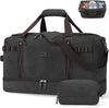 ZOMFELT Travel Duffle Bag for Men, Waterproof Canvas Overnight Duffel Bag with Removable Dividers & Shoe Compartment, Carry On Weekender Gym bag, Multi-Pocket & Vintage Design (Washed Black) - Roamly