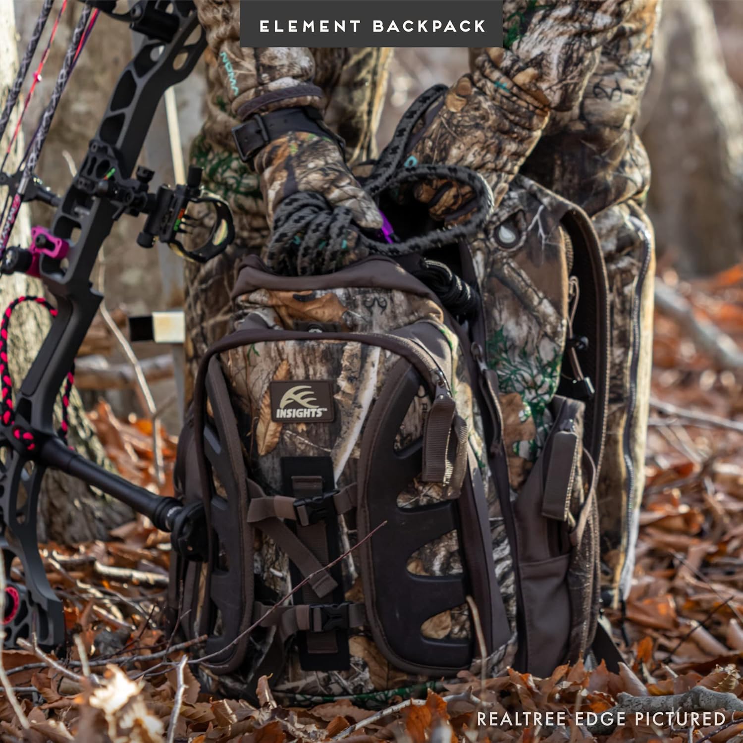 Insights Hunting by frogg toggs - The Element, Heavy Duty 1,831 Cubic Inch Hiking Fishing Camping Hunting Backpack, Mossy Oak DNA - Roamly