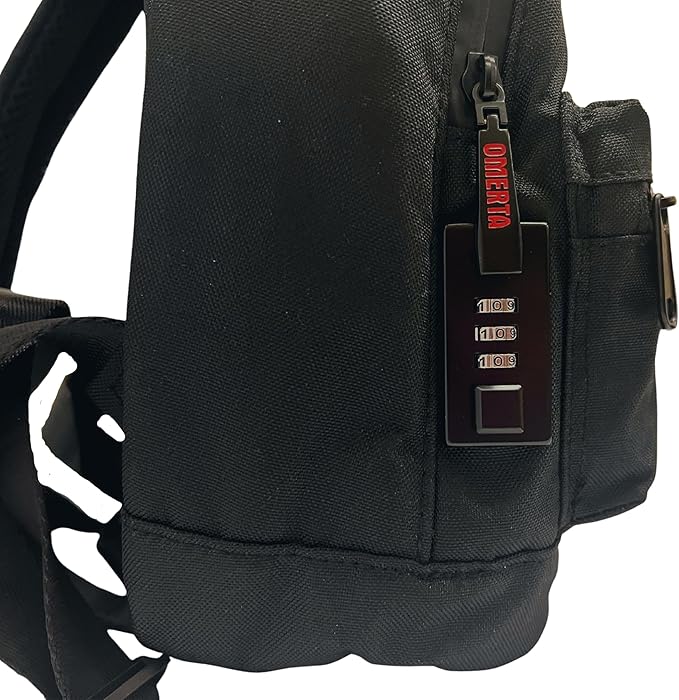 Dime Bags Odor Sealing Locking Backpack, Carbon Lining for Smell & Spill Protection, 3-Digit Combo Lock, Durable Water-Resistant Exterior, Compact Travel Bag, Changeable Patch, Mini Molly (Black)