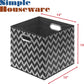 SIMPLE HOUSEWARE 13-Inch Collapsible Fabric Cube Storage Bin with Handles, Printed Design, 3 Pack, Black