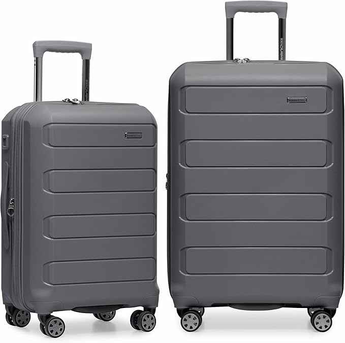 Traveler's Choice Pagosa Hardshell Expandable Luggage with Spinner Wheels, Gray, 2-Piece Set (22/26)