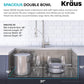 KRAUS Kore™ Workstation 33-inch Undermount 16 Gauge Double Bowl Stainless Steel Kitchen Sink with Accessories (Pack of 8) with WasteGuard™ Continuous Feed Garbage Disposal, KWU112-33-100-75MB