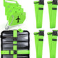 Untethered Ultimate Travel Set: 4 Premium Luggage Straps and 4 Silicone Tags - Secure & Identify Your Bags with Ease (Green + Tags)