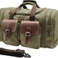 Wildroad 50L Travel Duffel Bag, Expandable Canvas Genuine Leather Duffle Bag Upgraded Overnight Weekender Carry on Bag - Roamly