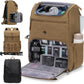 RAINSMORE Camera Bag Backpack for DSLR/SLR Mirrorless 15.6 Inch Laptop Camera Back Pack for Photographers Anti-Theft Photography Bags Case with Tripod Holder & Rain Cover, Khaki