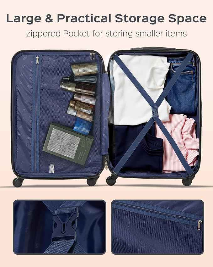 Suitour Luggage Sets 5 Piece Hardshell Suitcases with Spinner Wheels TSA Lock, Lightweight ABS Carry On Suitcase Set for Travel Business