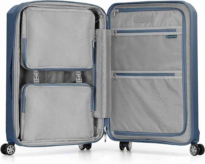 Traveler's Choice Pagosa Hardshell Expandable Luggage with Spinner Wheels, Slate Blue, 3-Piece Set (22/26/30)
