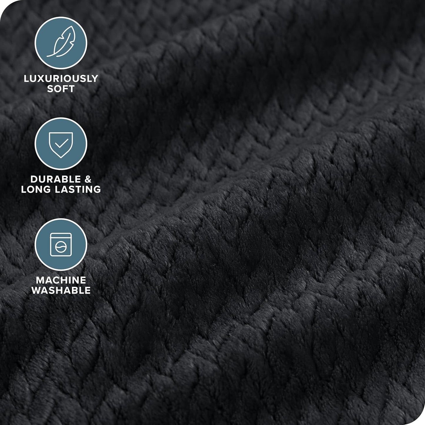Bare Home Textured Fleece Blanket - Twin/Twin Extra Long - Ultra-Soft Lightweight for Bed, Sofa, and Couch - Luxury Microplush - Cozy Warm Blanket (Twin/Twin XL, Chevron Black)