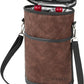 opux 2 Bottle Wine Carrier Tote, Insulated Leakproof Wine Cooler Bag, Wine Travel Bag for Picnic BYOB Beach, Portable Wine Bottle Carrying Case, Gift for Wine Lover Women Men Christmas, Brown Leather