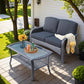 HOOOWOOO Patio Furniture Set,Outdoor High Back Loveseat Set,All Weather Wicker 2-Seater-Sofa Love Seat with Table,Black