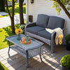 HOOOWOOO Patio Furniture Set,Outdoor High Back Loveseat Set,All Weather Wicker 2-Seater-Sofa Love Seat with Table,Black