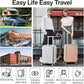 mixi Large Checked Luggage with Cup Phone Holder and Charger Hard Shell Suitcases with Spinner Wheels, 26 Inch Light Pink