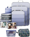 Veken 11 Set Compression Packing Cubes for Travel Essentials,Compressible Expandable Large Luggage Suitcase Organizer Bags for Clothing,Durable Space Saver Storage Bags(Dark Blue Floral)