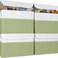 Large 22 Quart Linen Fabric Foldable Storage Bin Cube Organizer Basket with Flip-Top Lid & Handles, Clothes Blanket Box for Home, Office, Closet, Green & White, 4 Pack 14.6 x 9.5 x 9.5