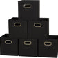 Household Essentials 80-1 Foldable Fabric Storage Bins | Set of 6 Cubby Cubes With Handles | Black
