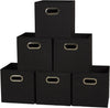 Household Essentials 80-1 Foldable Fabric Storage Bins | Set of 6 Cubby Cubes With Handles | Black