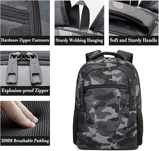 BIKROD Travel Laptop Backpack for Men, Backpacks for School Teen Boys, Business Anti Theft Slim Sturdy Back Pack, Adult Computer Bag Gift 17.3 IN Laptop, Camouflage