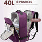 LOVEVOOK Travel Backpack for Women & Men 40L,Airline Approved Carry On Backpack Travel Essentials,TSA Carry on Luggage,Waterproof Personal Item Travel Bag,Suitcase with Packing Cubes,Dark purple-Black
