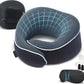 Orthopedic Neck Pillow Travel Neck Pillows for Airplanes, Memory Foam Kit, Updated Resting Material, Airplane Travel Set with 3D Contoured Eye Masks, Earplugs, and Luxury Mesh Bag (Blue)