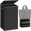 SOLEDI Laundry Hamper with Lid 90L Large & Tall Collapsible Laundry Basket, Clothes Hamper with Bag Removable Easy to Carry, Dirty Hampers for Bedroom, Bathroom, Dorm, College, Dark Grey