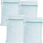 4 Piece Blue Small, Durable Organic Cotton Mesh Laundry Bag with Strong Zipper and Breathable Mesh, Delicate Laundry Bag for Underwear, Clothes, Pants and Socks