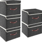 TYEERS Foldable Storage Boxes with Lids 5 Pack Fabric Storage Bins with Lids, Closet Organizers for Clothes Storage, Room Organization, Office Storage, Toys - Black