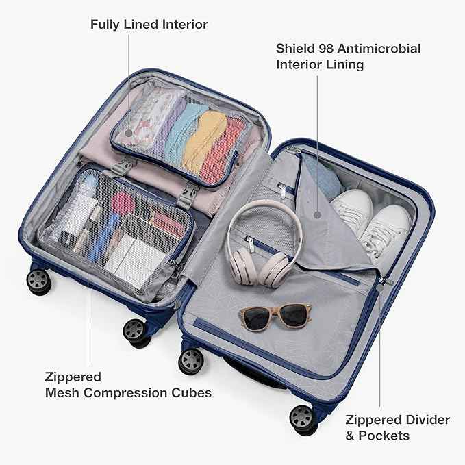 Traveler's Choice Pagosa Hardshell Expandable Luggage with Spinner Wheels, Navy, 26-Inch Medium