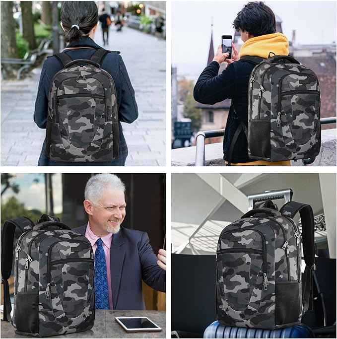 BIKROD Travel Laptop Backpack for Men, Backpacks for School Teen Boys, Business Anti Theft Slim Sturdy Back Pack, Adult Computer Bag Gift 17.3 IN Laptop, Camouflage