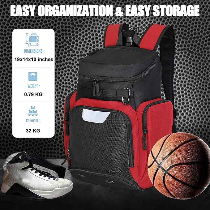 LARIPOP Basketball Backpack Bag with Ball Compartment Ventilated Shoe Compartment for Men Youth Soccer Volleyball Training