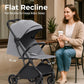 Compact Travel Stroller for Toddlers, Lightweight & Airplane Ready Stroller for Baby/Infant w Telescoping Handle and Cup Holder, One-Hand Quick Fold, Near Flat Recline Seat, TR18, Grey