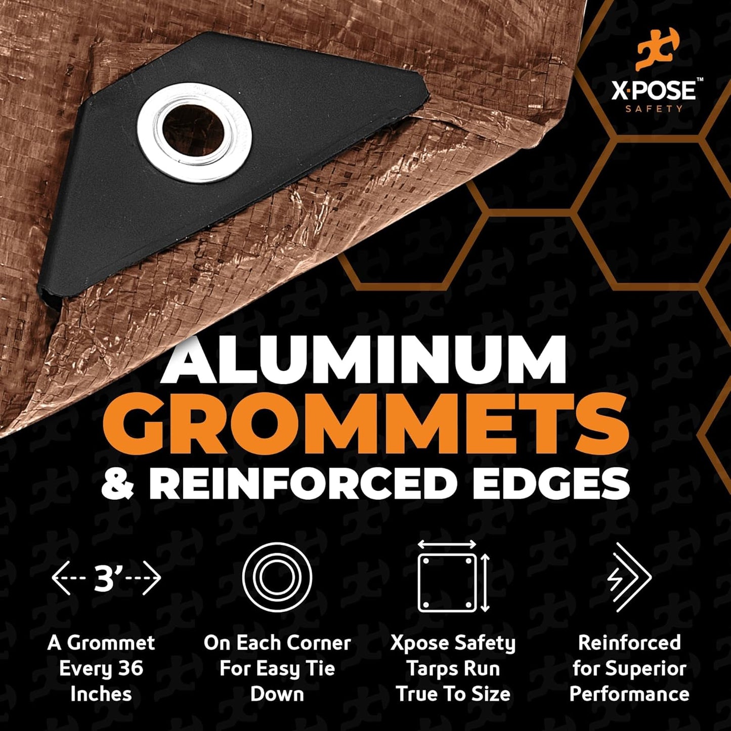 Multipurpose Protective Cover Brown Poly Tarp 9' x 12' - Durable, Water Resistant, Weather Resistant - 5 Mil Thick Polyethylene - by Xpose Safety