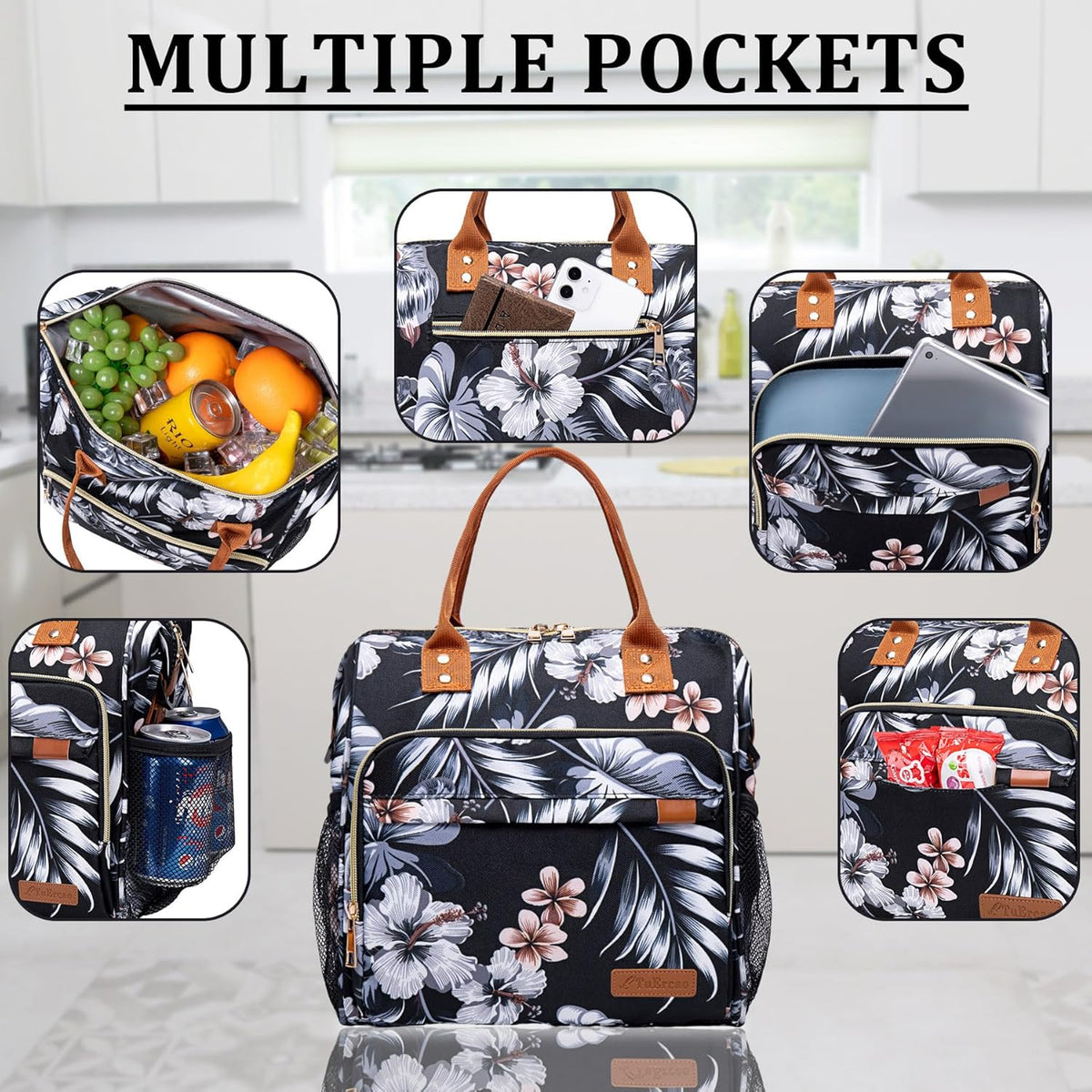 Hibiscus Lunch Box for Women Adult Insulated Lunch Bag Ladies Lunch Tote Bag for Work Loncheras para Mujer de Trabajo