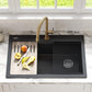 KRAUS Bellucci Workstation 33" Single Bowl Granite Kitchen Sink in Metallic Black w/Accessories, KGTW2-33MBL, Includes Dish Drainer/Dish Drying Rack