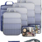 Veken 9/11 Set Compression Packing Cubes for Travel Essentials,Compressible Expandable Large Luggage Suitcase Organizer Bags for Clothing,Durable Space Saver Storage Bags(Dark Blue Floral)