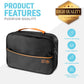 Electronics Travel Organizer, Large Double Layer Portable Waterproof Travel Organizer Bag for Charging Cable Storage, Ipad, Power Bank, Business and School ,5pcs Cable Ties-Black