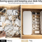 Cable Organizer Storage Box with 7 Wire Ties,Desktop Cable Management Box with Lid,Power Cord Organizer with 7 Compartments for Office,Home,Desk Accessories Storage Stationery Supplies White