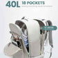 LOVEVOOK Travel Backpack for Women & Men 40L,Airline Approved Carry On Backpack Travel Essentials,TSA Carry on Luggage,Waterproof Personal Item Travel Bag,Suitcase with 3 Cubes,Light grey-Mint green