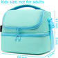 FlowFly Double Decker Cooler Insulated Lunch Bag Large Tote for Boys, Girls, Men, Women, With Adjustable Strap,Light Blue