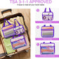 XEWEA Clear Travel Toiletry Bags, 3 Pack TSA Approved Transparent Makeup Bag for Men Women, Large Waterproof PVC Quart Organizer with Zipper for Toiletries Airline Essential,Toy Storage Pouch Purple - Roamly