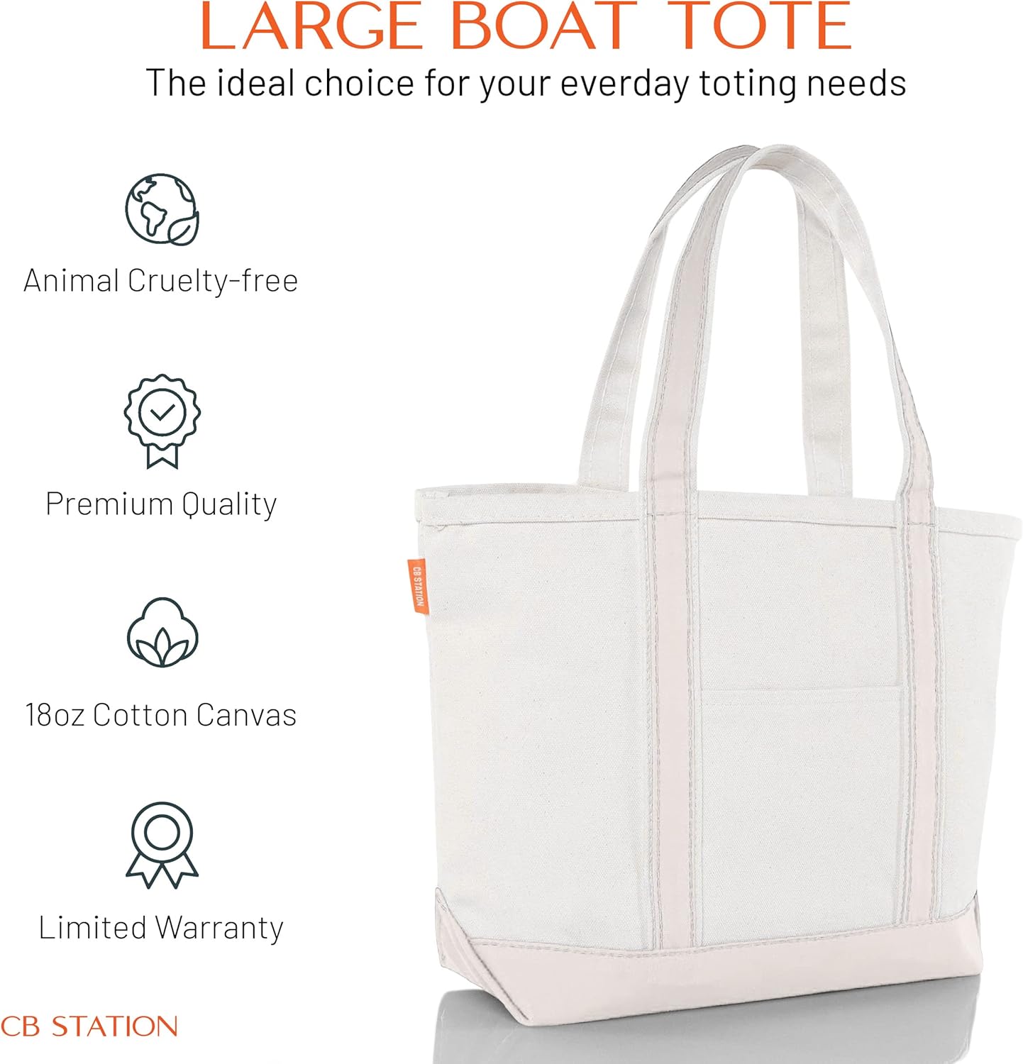 CB STATION Medium Classic Canvas Tote Bag for Women, Top Zipper Closure, Outer Pocket, Daily Essentials, Groceries, Traveling