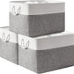 TheWarmHome Storage Bins Baskets for Organizing, 20.5L×15.7W×13.8H 3 Pack Sturdy Fabric Storage Basket W/Handles, Decorative Foldable Storage Baskets for Shelves Closet Nursery Toy (White & Grey)