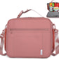 NOL Kids Lunch Bag for School, Reusable Insulated Lunch Box & Children's Tote Bag with Zipper Closure, Buckle Handle, Adjustable Long Shoulder Strap, Easy-Clean Waterproof Fabric Lunchbox - Dark Pink