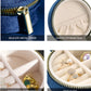 TAIMY Velvet Travel Jewelry Box, Round Small Travel Jewelry Case for Women Girls, Portable Mini Jewelry Travel Organizer Boxes for Rings Earrings Necklaces Bracelets(Navy Blue) 3.15x3.15x1.57in