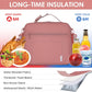 NOL Kids Lunch Bag for School, Reusable Insulated Lunch Box & Children's Tote Bag with Zipper Closure, Buckle Handle, Adjustable Long Shoulder Strap, Easy-Clean Waterproof Fabric Lunchbox - Dark Pink